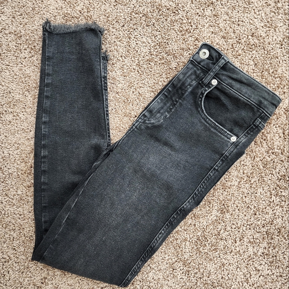 FP Black High-Rise Waist Skinny Cropped Ankle Jeans